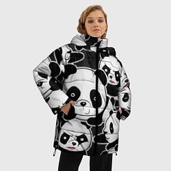 Куртка зимняя женская Смешные панды, цвет: 3D-черный — фото 2
