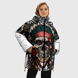 Куртка зимняя женская Череп индейца, цвет: 3D-красный — фото 2