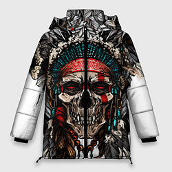 Куртка зимняя женская Череп индейца, цвет: 3D-красный