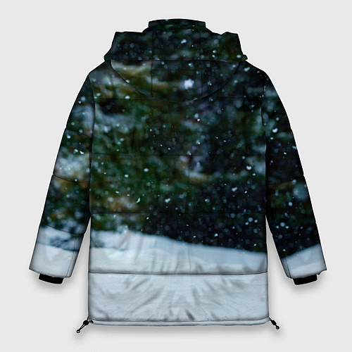 Женская зимняя куртка Лиса в зимнем лесу / 3D-Черный – фото 2