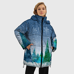 Куртка зимняя женская Снежинки в лесу, цвет: 3D-светло-серый — фото 2