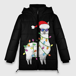 Куртка зимняя женская Рождественская Лама, цвет: 3D-черный