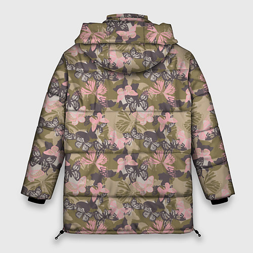 Женская зимняя куртка Камуфляж с бабочками / 3D-Черный – фото 2