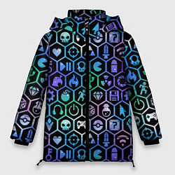 Куртка зимняя женская Компьютерные игровые символы, цвет: 3D-черный