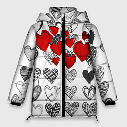 Куртка зимняя женская Сердца, цвет: 3D-красный
