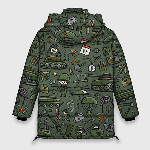 Женская зимняя куртка Военные атрибуты / 3D-Черный – фото 2