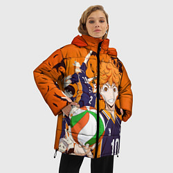 Куртка зимняя женская ВОЛЕЙБОЛ!! HAIKYUU!!, цвет: 3D-черный — фото 2