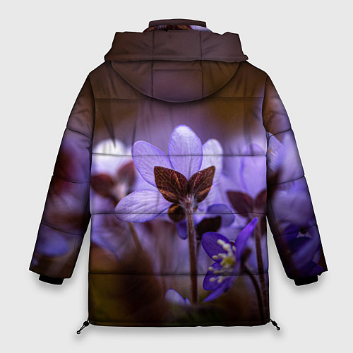 Женская зимняя куртка Хрупкий цветок фиалка / 3D-Черный – фото 2