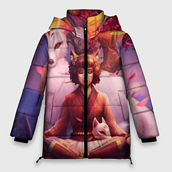 Куртка зимняя женская Девушка-лиса, цвет: 3D-светло-серый