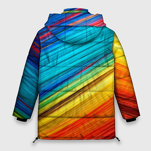 Женская зимняя куртка Цветной мех диагональ / 3D-Черный – фото 2
