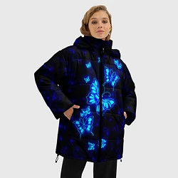 Куртка зимняя женская Неоновые бабочки, цвет: 3D-черный — фото 2