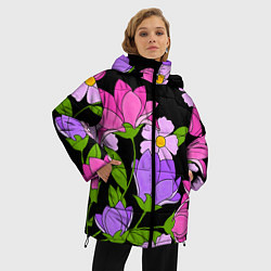 Куртка зимняя женская Ночные цветы, цвет: 3D-черный — фото 2
