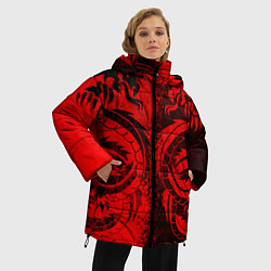 Куртка зимняя женская BLACK RED DRAGONS TATOO, цвет: 3D-красный — фото 2