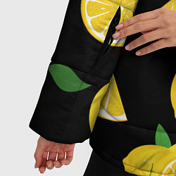 Куртка зимняя женская Лимоны на чёрном, цвет: 3D-красный — фото 2