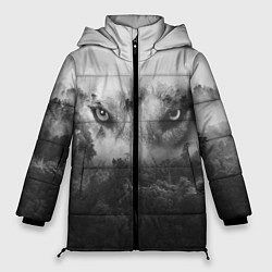 Куртка зимняя женская Волк в лесу, цвет: 3D-черный