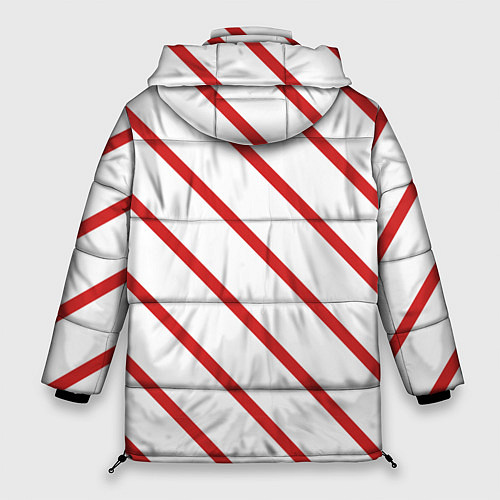 Женская зимняя куртка Полосы красные на белом / 3D-Черный – фото 2