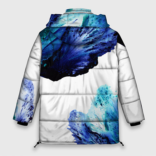 Женская зимняя куртка Синие цветы / 3D-Черный – фото 2