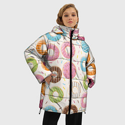Куртка зимняя женская Пончики Donuts, цвет: 3D-светло-серый — фото 2