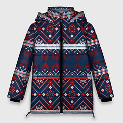 Куртка зимняя женская Русские народные узоры, цвет: 3D-черный