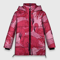 Куртка зимняя женская Розовые фламинго, цвет: 3D-светло-серый