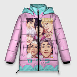 Куртка зимняя женская BTS совместный портрет арт, цвет: 3D-черный
