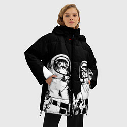Куртка зимняя женская Коты Космонавты, цвет: 3D-черный — фото 2