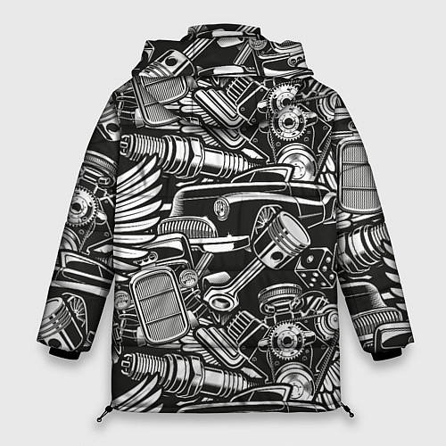 Женская зимняя куртка Механика Автомобиль / 3D-Черный – фото 2