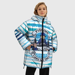 Куртка зимняя женская Рыбак хипстер с большой рыбой, цвет: 3D-черный — фото 2