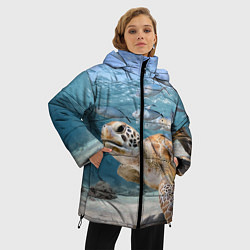 Куртка зимняя женская Морская черепаха, цвет: 3D-черный — фото 2