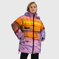 Куртка зимняя женская Закат на пляже, цвет: 3D-черный — фото 2