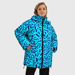 Куртка зимняя женская Неоновые синие узоры, цвет: 3D-черный — фото 2