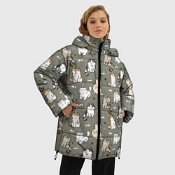 Куртка зимняя женская Кошечки с рыбками, цвет: 3D-черный — фото 2
