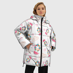 Куртка зимняя женская Радужные Единороги, цвет: 3D-черный — фото 2