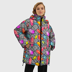 Куртка зимняя женская Кристаллы, цвет: 3D-красный — фото 2