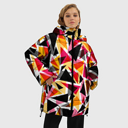 Куртка зимняя женская Разноцветные треугольники, цвет: 3D-черный — фото 2