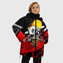 Куртка зимняя женская Череп со скейтом, цвет: 3D-черный — фото 2