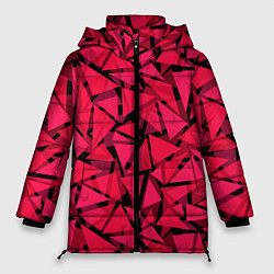 Женская зимняя куртка Красно-черный полигональный
