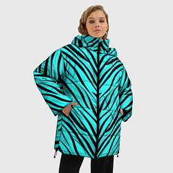 Куртка зимняя женская Абстратный полосатый узор, цвет: 3D-черный — фото 2