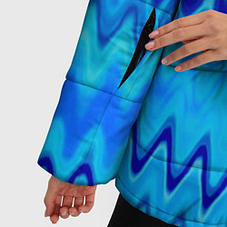 Куртка зимняя женская Синий-голубой абстрактный узор, цвет: 3D-черный — фото 2