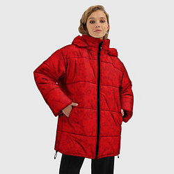 Куртка зимняя женская Ярко-красный мраморный узор, цвет: 3D-красный — фото 2