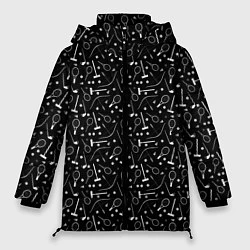 Куртка зимняя женская Черно-белый спортивный узор, цвет: 3D-черный