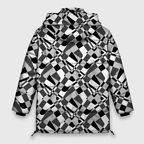 Женская зимняя куртка Черно-белый абстрактный узор / 3D-Черный – фото 2