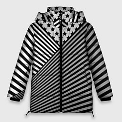 Куртка зимняя женская Полосатый комбинированный узор, цвет: 3D-черный