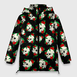 Куртка зимняя женская Черепа и розы Skull and Roses, цвет: 3D-черный