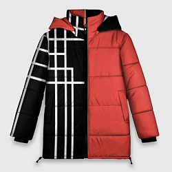 Женская зимняя куртка Черный и коралловый арт деко