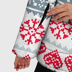 Куртка зимняя женская Вязаный рисунок, цвет: 3D-красный — фото 2
