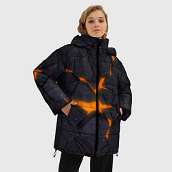 Куртка зимняя женская ТРЕЩИНЫ ЗЕМЛИ 3D CRACKS НЕОН, цвет: 3D-черный — фото 2
