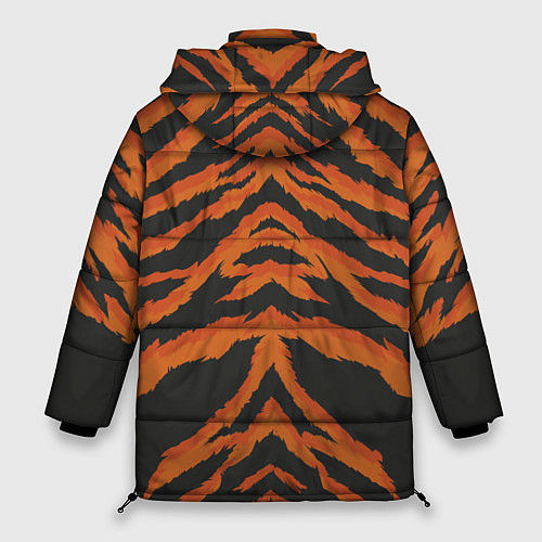 Женская зимняя куртка Шкура тигра оранжевая / 3D-Черный – фото 2