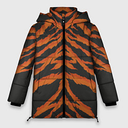 Куртка зимняя женская Шкура тигра оранжевая, цвет: 3D-черный