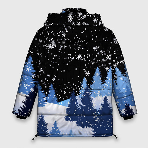Женская зимняя куртка Снежная ночь в зимнем лесу / 3D-Черный – фото 2